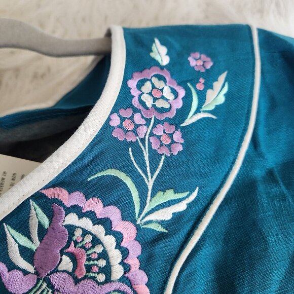 Bob Mackie Wearable Art Jacket Women's L Linen Rayon Floral‎ Embroidery NWT QVC - Picture 11 of 13